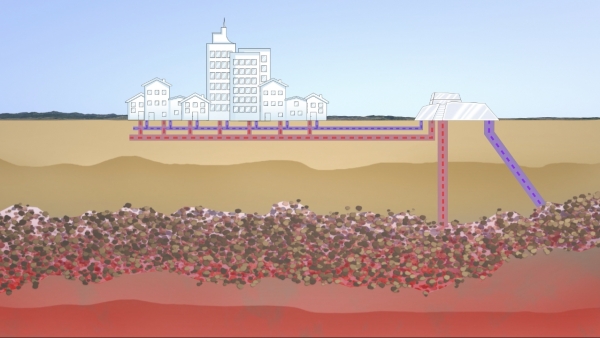 오스트리아에서는 지열에너지를 도심 주거지 주택 난방 및 전력으로 공급하고 있다. 이미지 출처: Wien Energie=YouTube 동영상 캡처